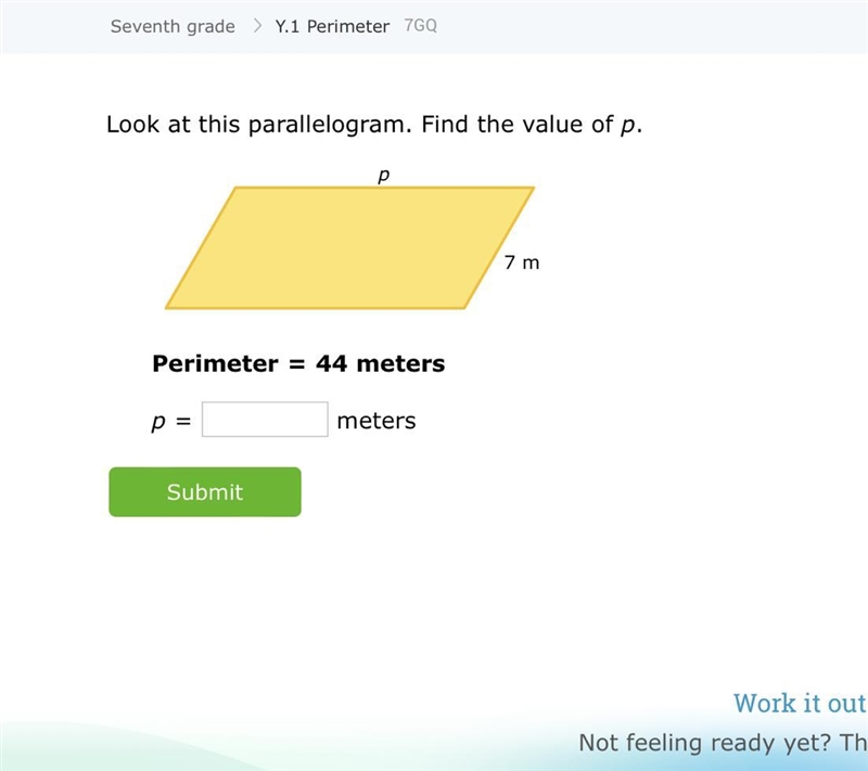 Look at this parallelogram. Find the value of p.-example-1