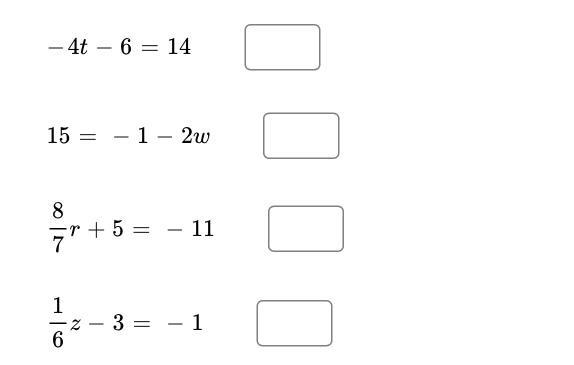 Solve for the variable in each of the following equations. Write the answer as an-example-1