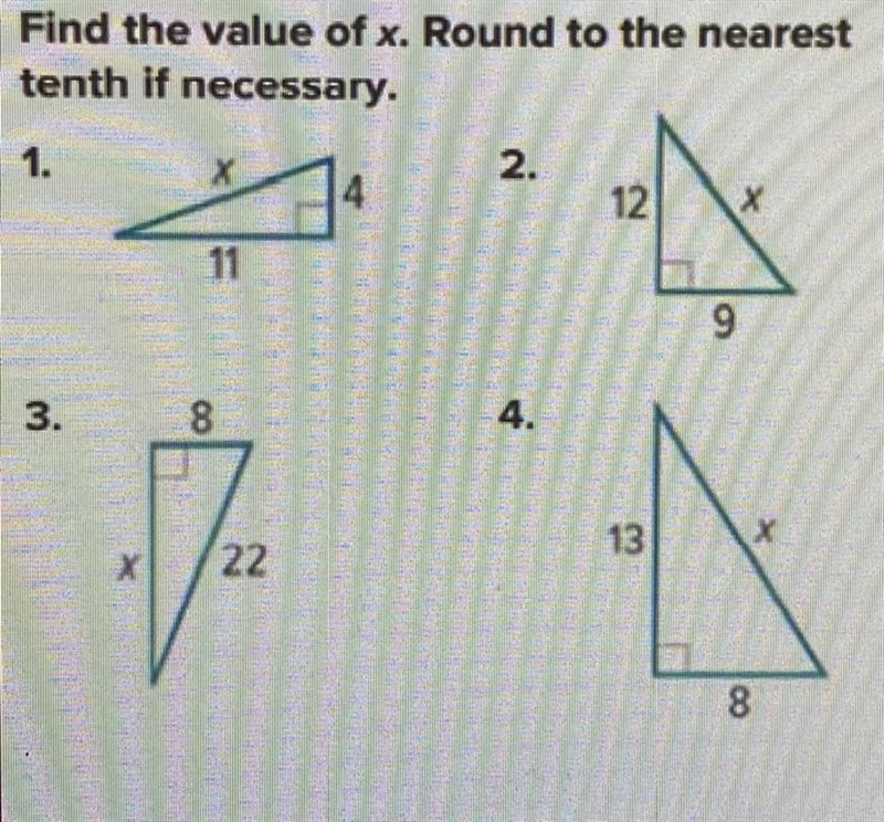 Find the value of x. Round to the nearest tenth if necessary.-example-1