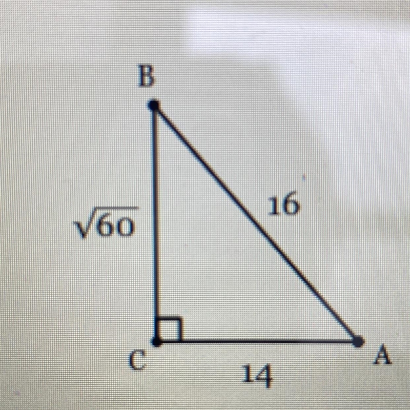 Find the exact value of cos A in simplest radical form.-example-1