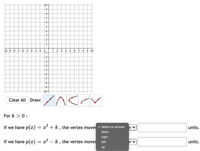 Graph the functions f ( x ) = x^2 , g ( x ) = x^2 + 7 , and h ( x ) = x^2 − 7 on the-example-1