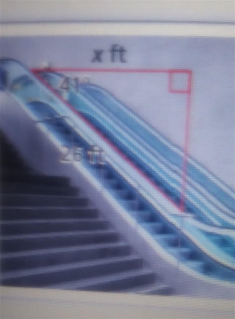 Find the horizontal distance x the escalator covers. Round your answer to the nearest-example-1