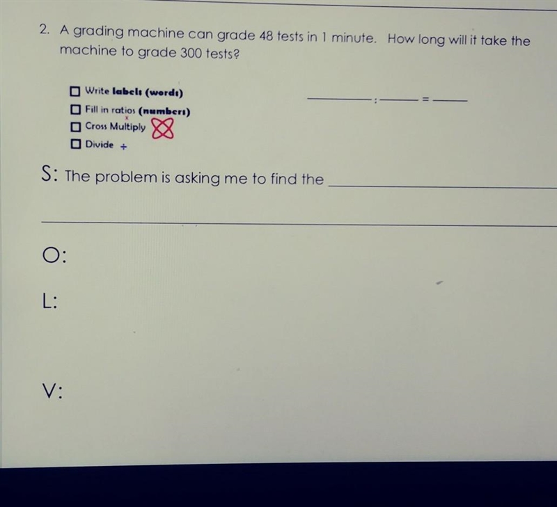 A grading machine can grade 48 tests in I minute. How long will it take the machine-example-1