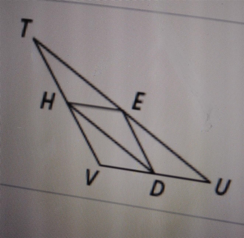 Points E,D and H are the midpoints of the side of TUV. UV=62,TV=80,and HD=62,Find-example-1