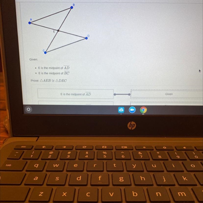 B>DGiven:. E is the midpoint of ADE is the midpoint of BCProve: ΔΑΕΒΑ ΔDECE is-example-1