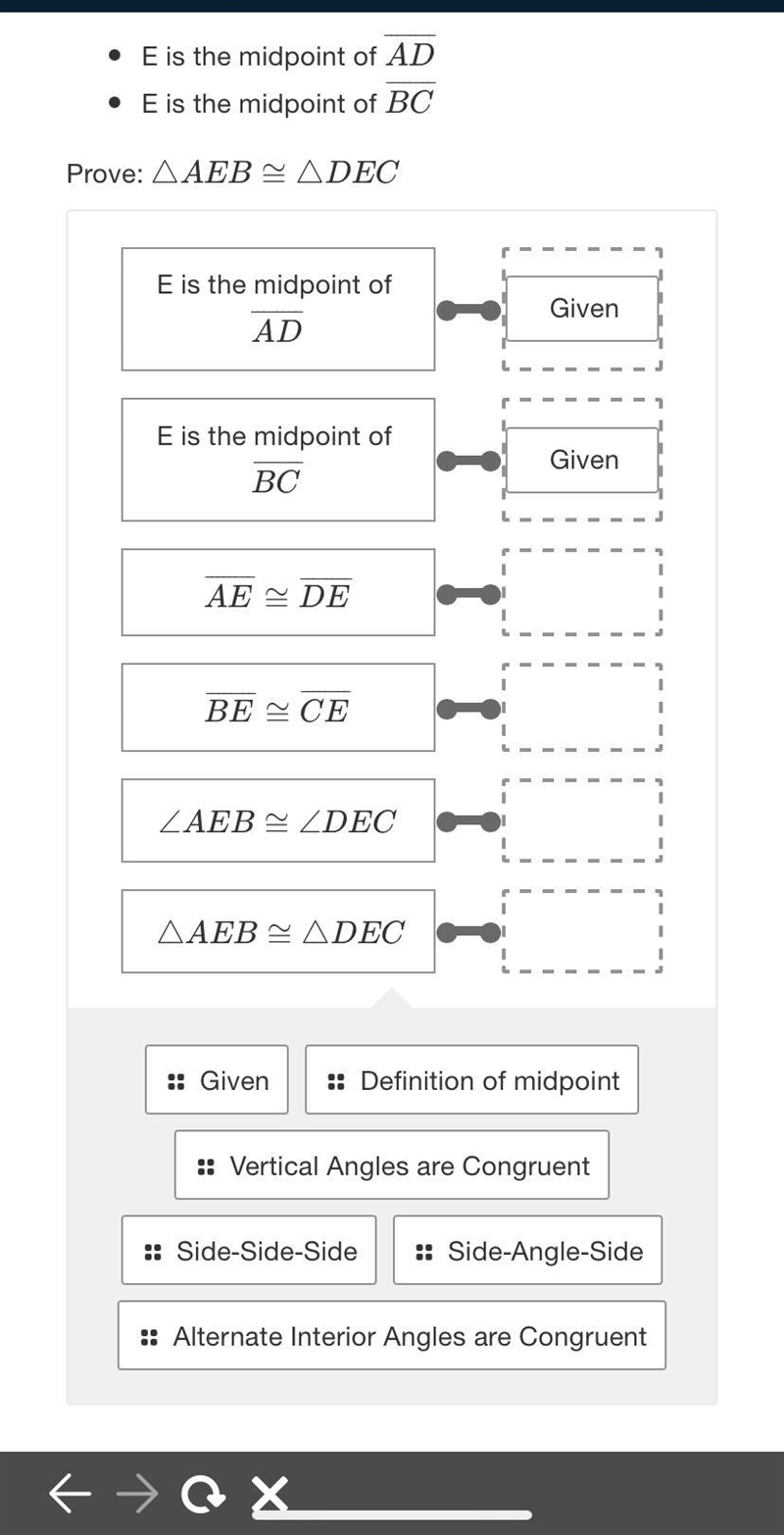 B>DGiven:. E is the midpoint of ADE is the midpoint of BCProve: ΔΑΕΒΑ ΔDECE is-example-2