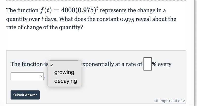 What does the constant 0.975 reveal about the rate of change of the quantity?-example-2