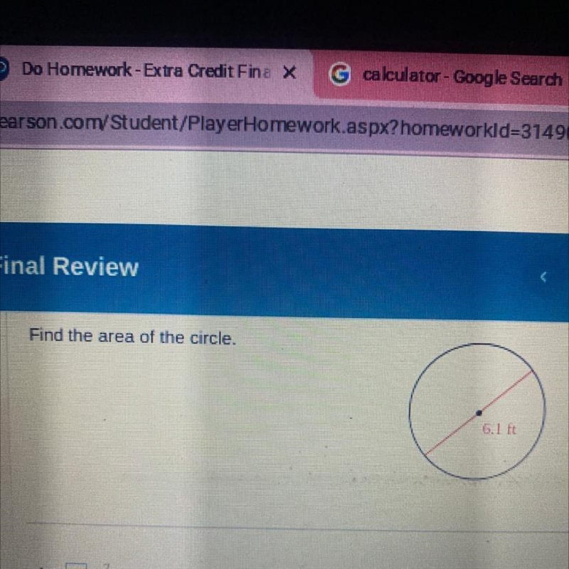 Find the area of the circle with a diameter of 6.1-example-1