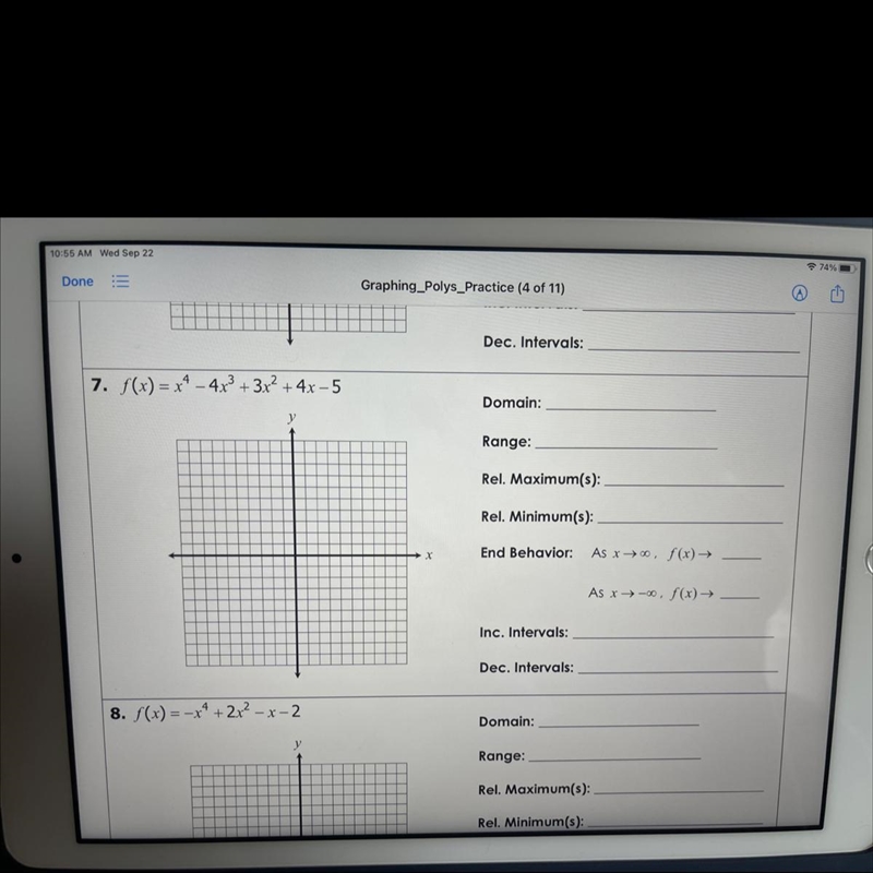 NUMBER 7Inc. intervals = increasing intervalDec. intervals = decreasing intervals-example-1