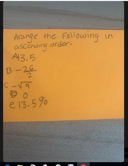 Arrange the following numbers in ascending order.A. 13.526B.2C.9D. 0E. 13.5%-example-1