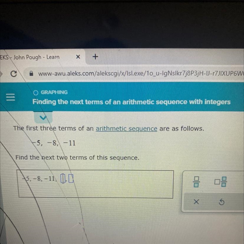 =O GRAPHINGFinding the next terms of an arithmetic sequence with integersThe first-example-1