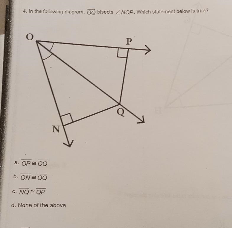 In the following diagram,OQ bisects-example-1