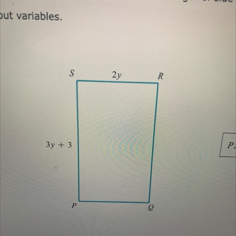 The perimeter of the rectangle is 96 units. Find the length of side PS-example-1