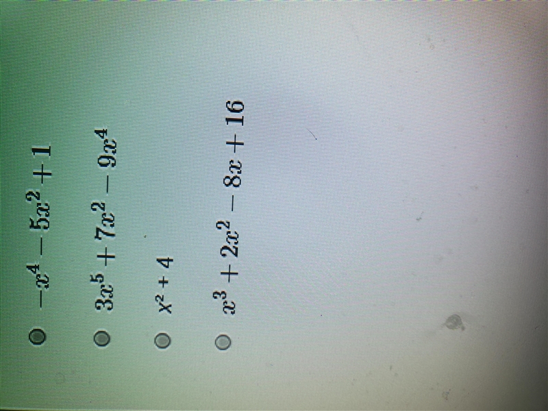 50 POINTS Which polynomial is a quartic trinomial?-example-1