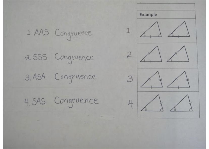 Match the correct Triangle Congruence Theorem to the correct example.-example-1