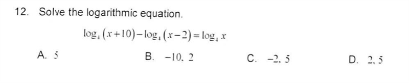 Solve the logarithmic equation. Show steps-example-1