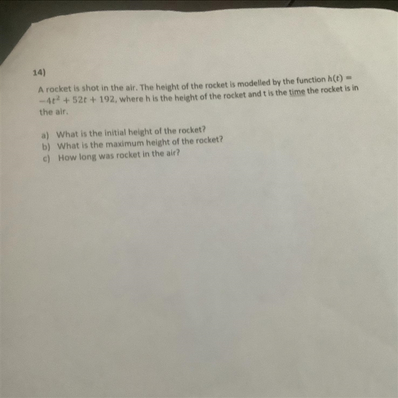 A) what is the initial height of the rocket ?B) what is the maximum height of the-example-1