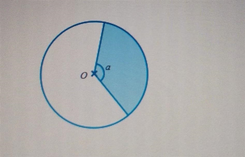 The circle has center O. Its radius is 6cm, and the central angle a measures 130°. What-example-1