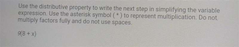 Use the distributive property to write the next step in simplifying the variable expression-example-1