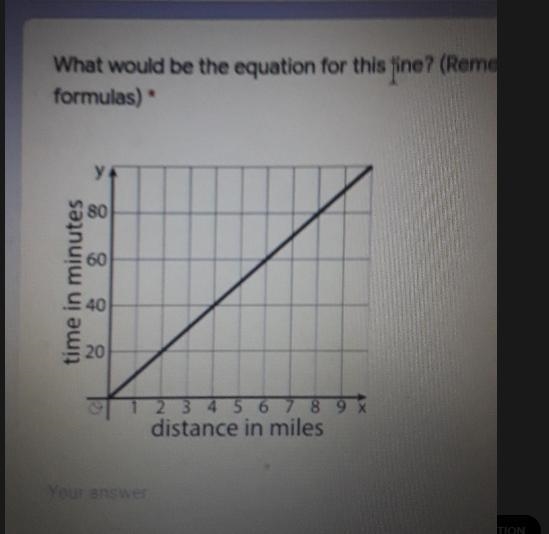 What would be the equation for this line? 80 60 40 20 time in minutes 2 3 4 5 6 7 8 9 X-example-1