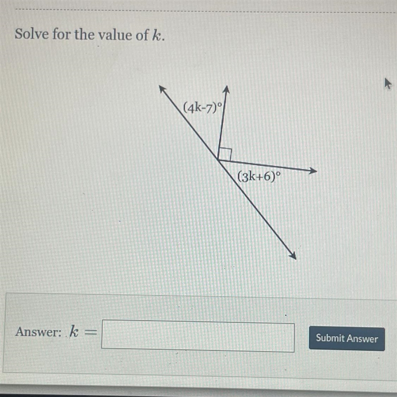 Solve for the value of k pls help me asap-example-1