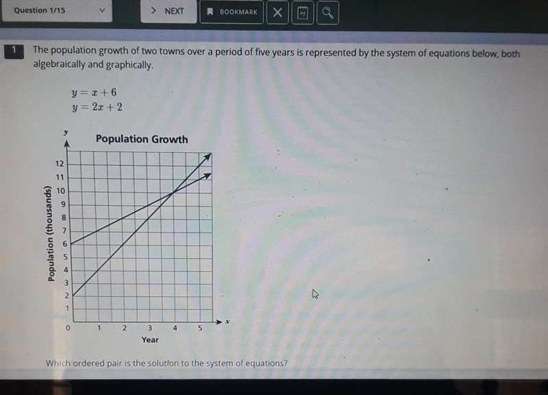 the population growth of Two Towns over a. Of 5 years is represented by the system-example-1