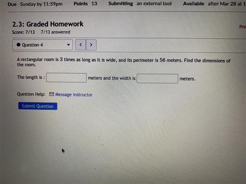 The length is :____meters and the width is____meters.-example-1