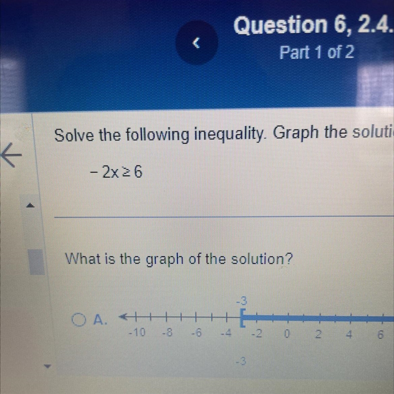 Solve the following inequality. Graph the solution set and then write it in interval-example-1