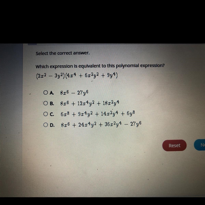 Which expression is equivalent to this polynomial expression?(2:2 – 3y2)(4.r4 + 6x-example-1