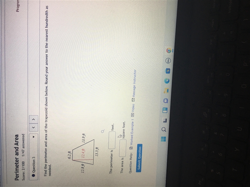 Find the perimeter and are of the trapezoid-example-1