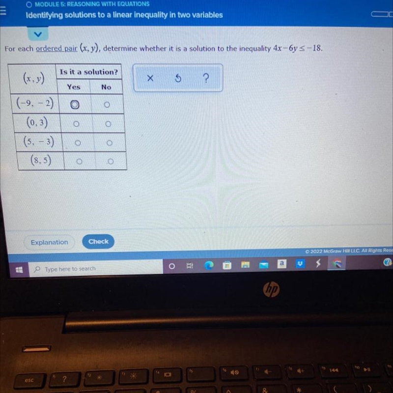 For each order pair (x,y) , determine whether it is a solution to the inequality 4x-example-1