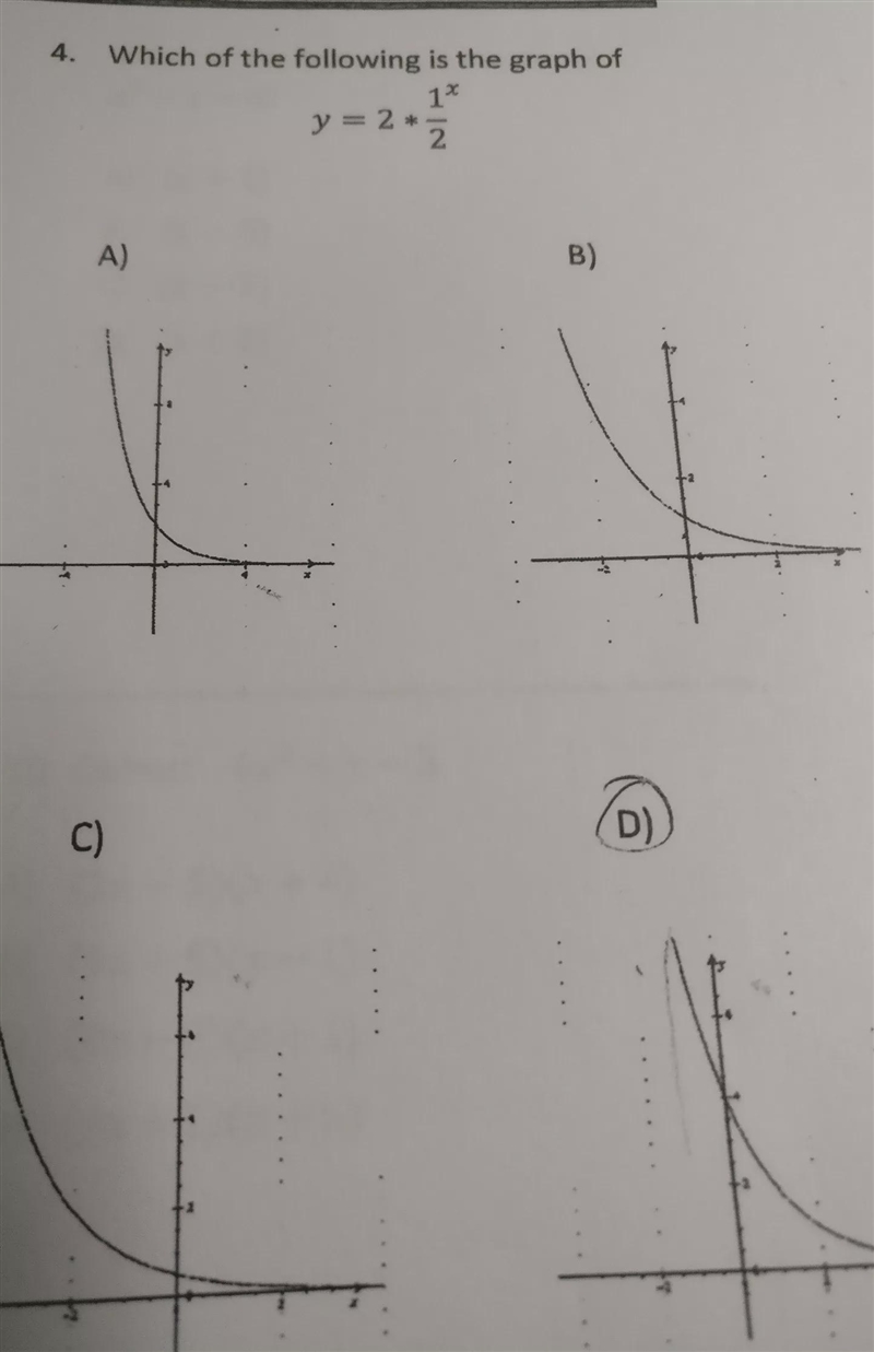 Hi there! I need help understanding the following graph question. y=2 * 1/2. the number-example-1