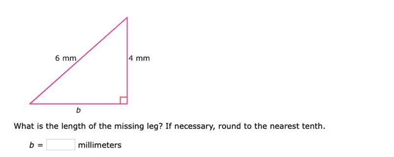 What is the length of the missing leg? If necessary, round to the nearest tenth.-example-1