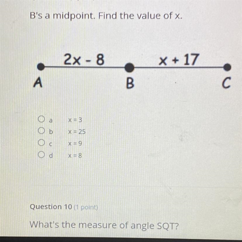 Ab’s a midpoint. Find the value of x.-example-1