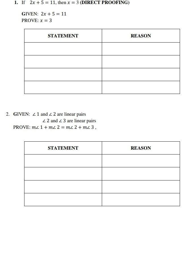 Provide a statement and reason for each of the following using the indicated way of-example-1