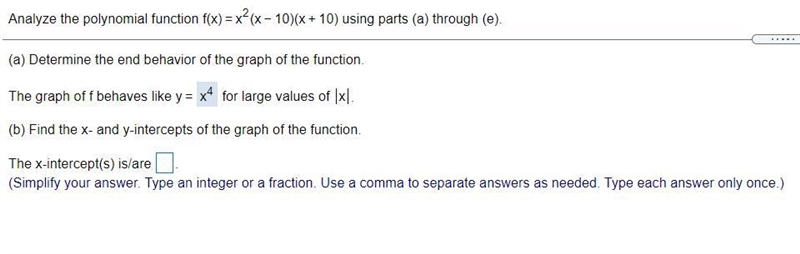 (b) Find the x- and y-intercepts of the graph of the function.The x-intercept(s) is-example-1