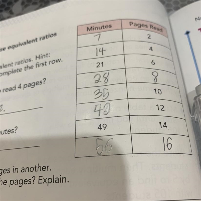 Use the chart for the question.4. CJ reads 12 pages in one book and 8 pages in another-example-1