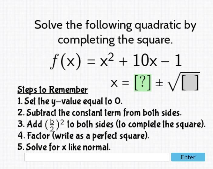 Solve the following quadratic by completing the square.-example-1