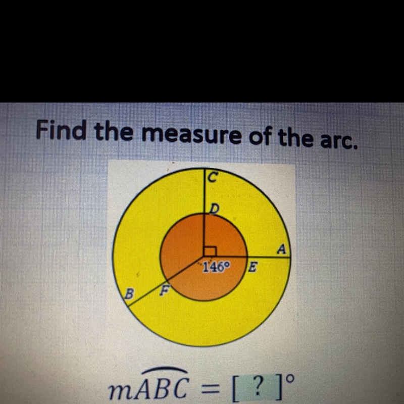 Find the measure of the arc.А1460EB.MABC = [ ? ]°￼-example-1