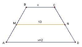 4. One base of the trapezoid is 2 cm longer than the other and the centre line is-example-1