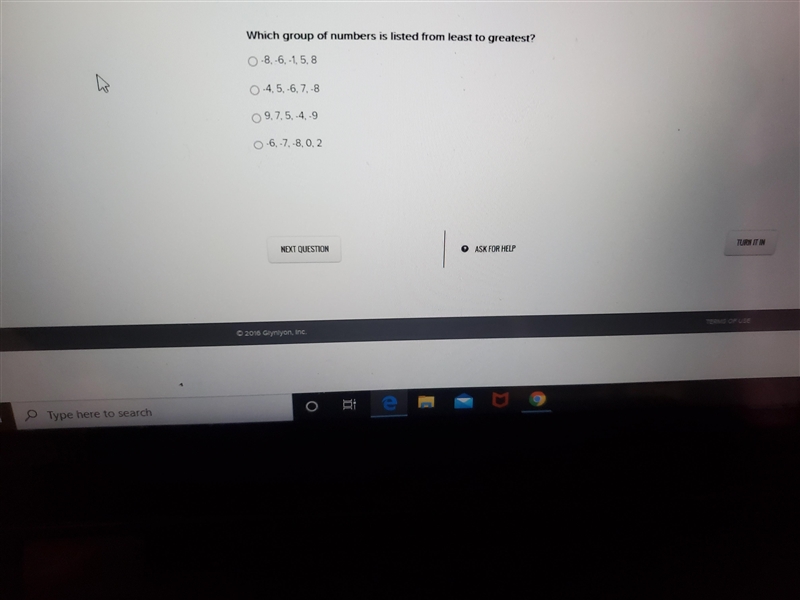 Which group of numbers is list from least to greatest-example-1