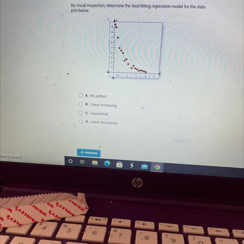 By visual inspection, determine the best-fitting regression model for the dataplot-example-1