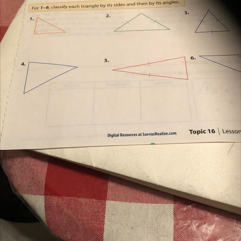 For 1-6, classify each triangle by its sides and then by its angle-example-1