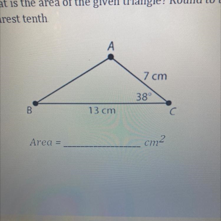 What is the area of the given triangle? Round to thenearest tenth-example-1