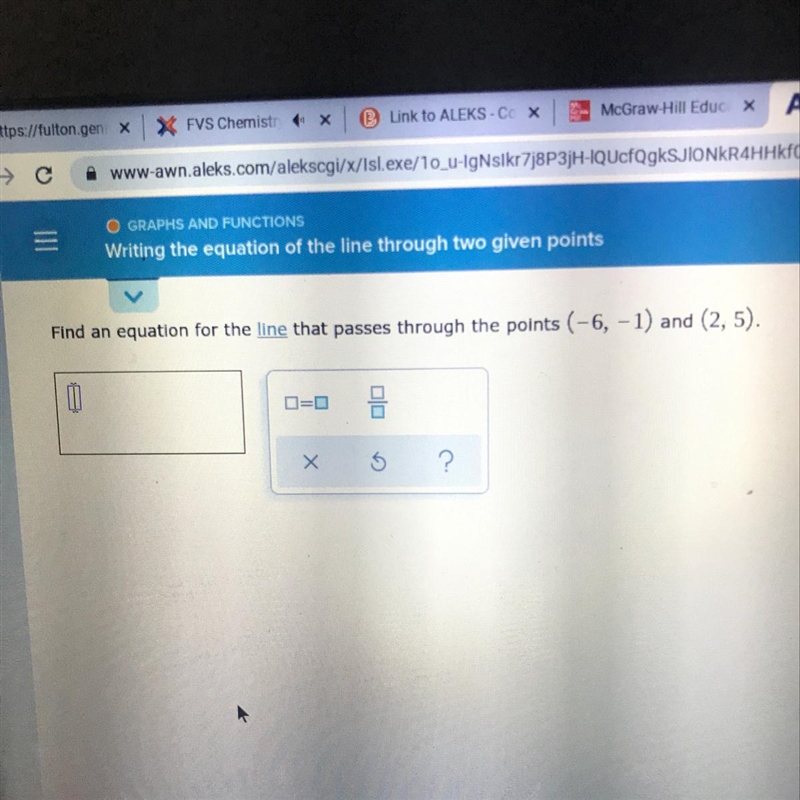 Find an equation for the line that’s passes through the following points shown in-example-1