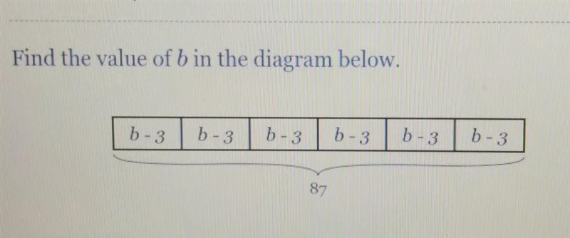 Find the value of b in the diagram below. b-3 b-3 b-3 b-3 b-3 b-3 87-example-1