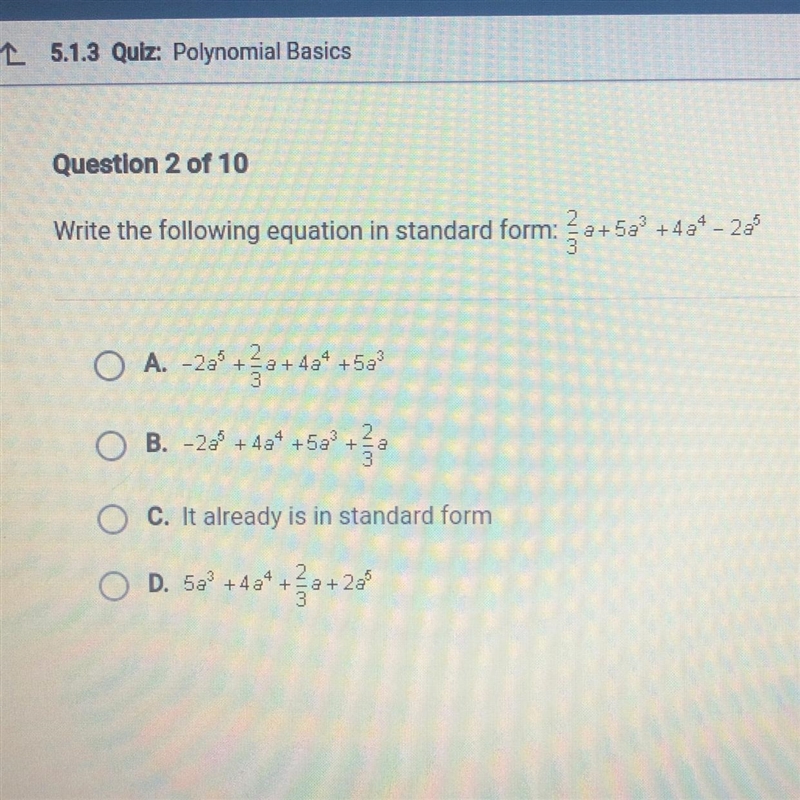 Wilte the following equation in standard form:-example-1