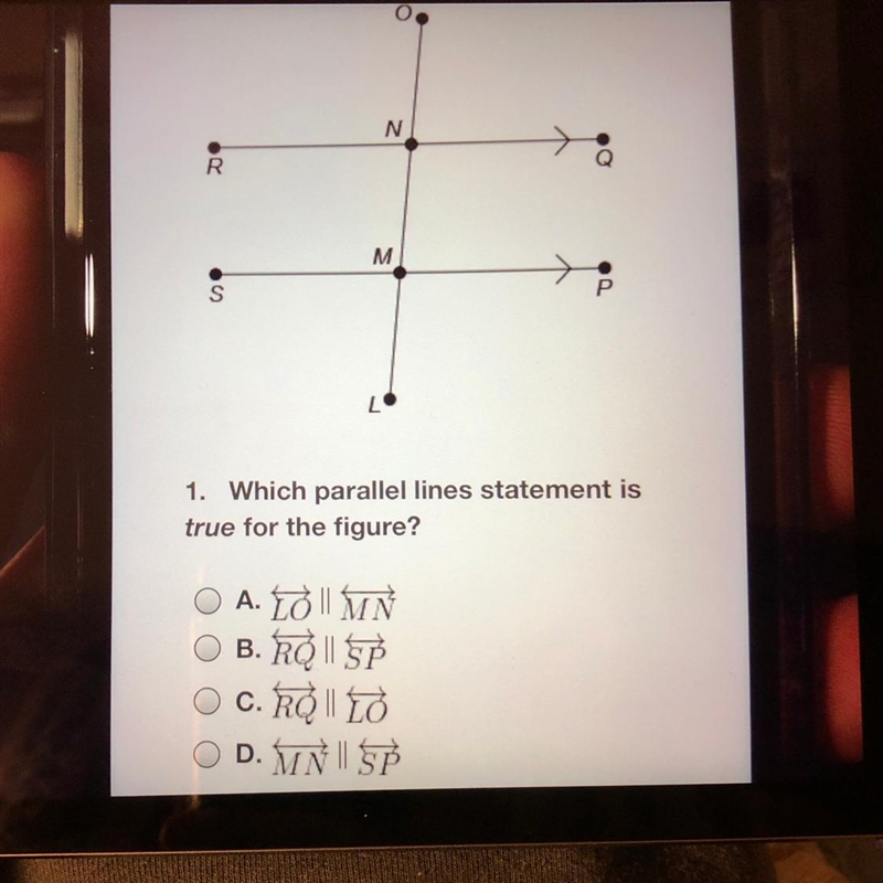 Which parallel lines statement is true for the figure?-example-1