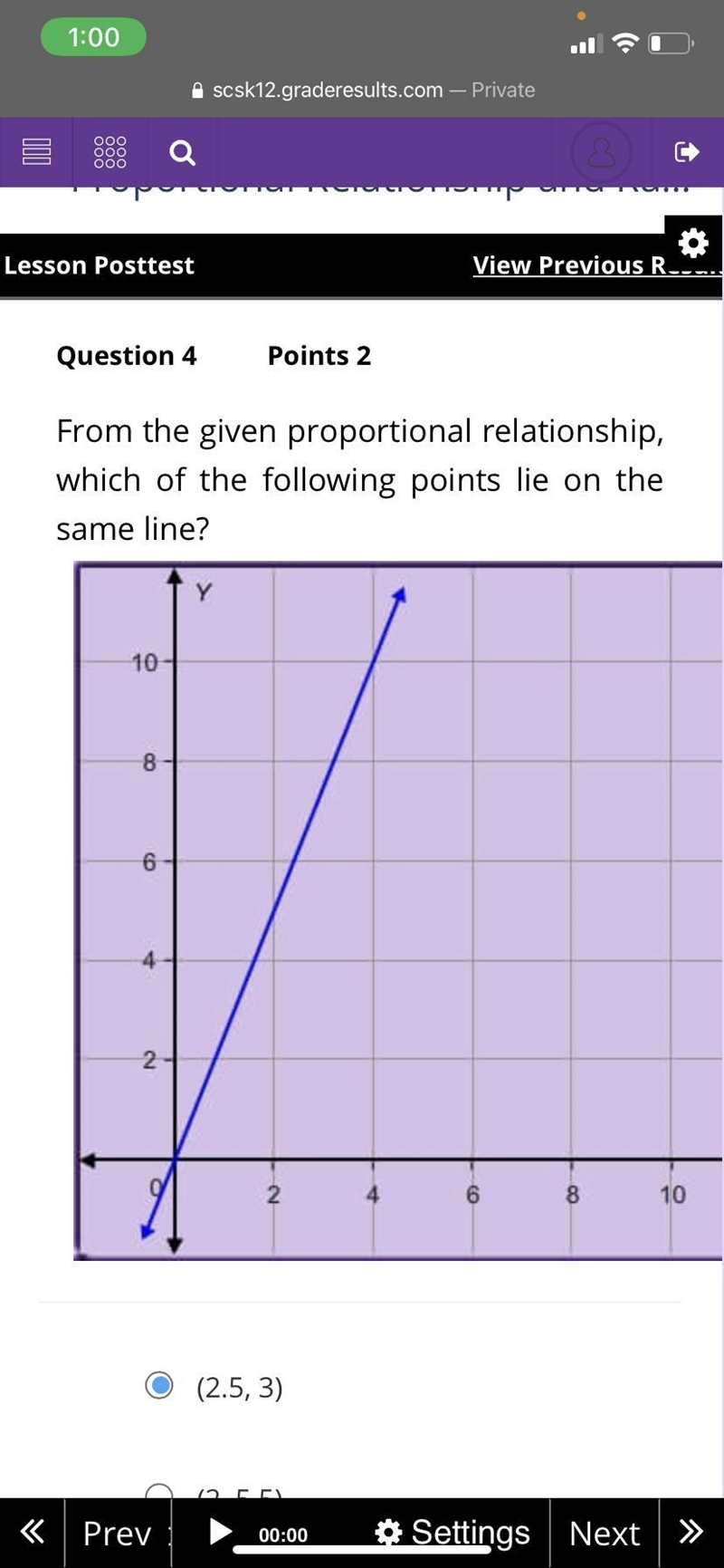 From the given proportional relationship, which of the following points lie on the-example-2