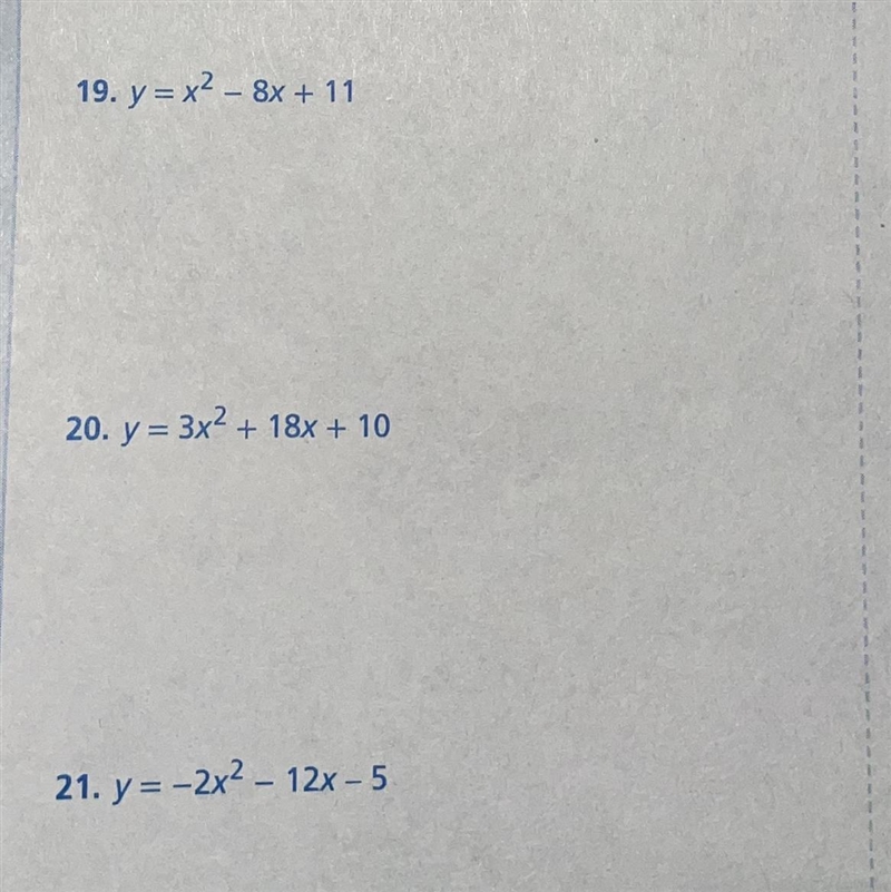 Need help with finding the vertex and the Y intercept of the quadratic function and-example-1